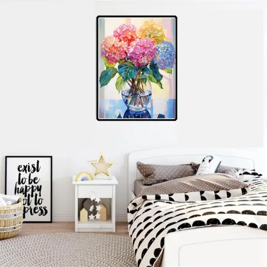 Diamond Painting Kits for Adults, Hydrangea in Glass 5D Diamond Art Kits for Beginner DIY Full Drill Diamond Dots Crystal Craft Kits for Home Wall Decor Gifts 11.8x15.7 inch {2}