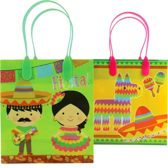 TINYMILLS Mexican Fiesta Taco Themed Party Favor Bags Treat Bags, 12 Pack {2}
