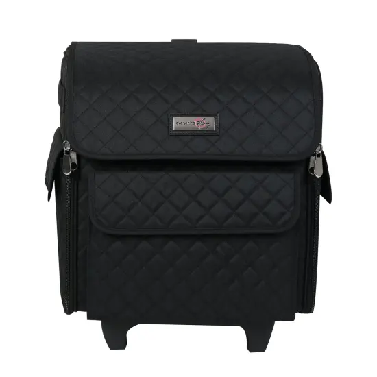 Collapsible Rolling Serger Machine Case, Black Quilted {6}