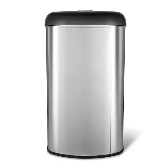 Silver Stainless Steel Open Top Kitchen Trash Can with 13-Gallon Capacity {5}