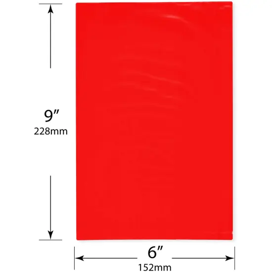 Plymor 6" x 9", Red 2 Mil Flat Open Plastic Poly Bags {3}