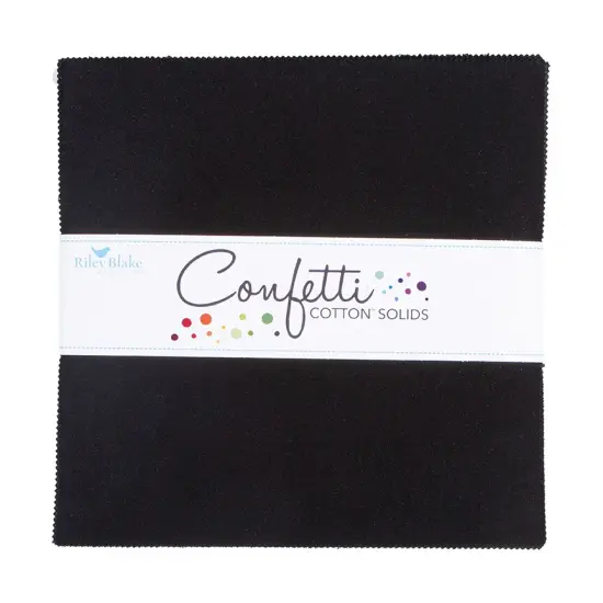 Confetti Cotton 10" Square Pack (Layer Cake / 10" Stacker) in Pitch Black byfor Riley Blake (10-120-PITCHBLACK-42) {1}