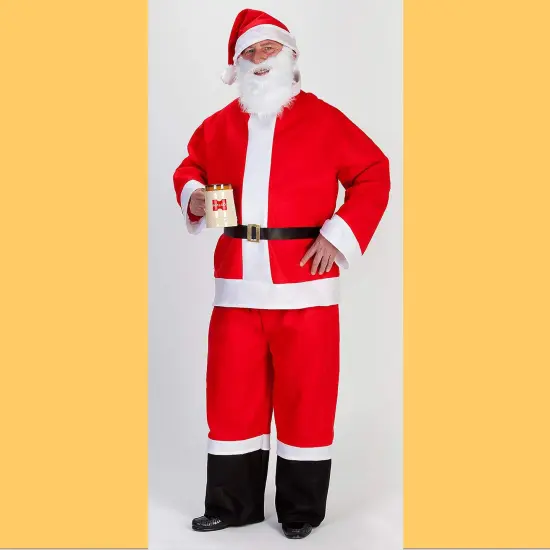 Saloon Spree Santa Adult Costume Set with Beard Hat Belt and Boot Top Pants {2}