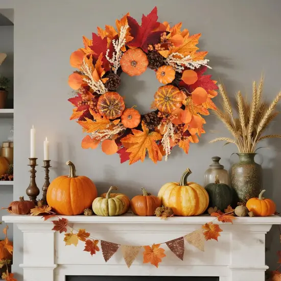 Fall Wreath 19 Inch Autumn Front Door {3}
