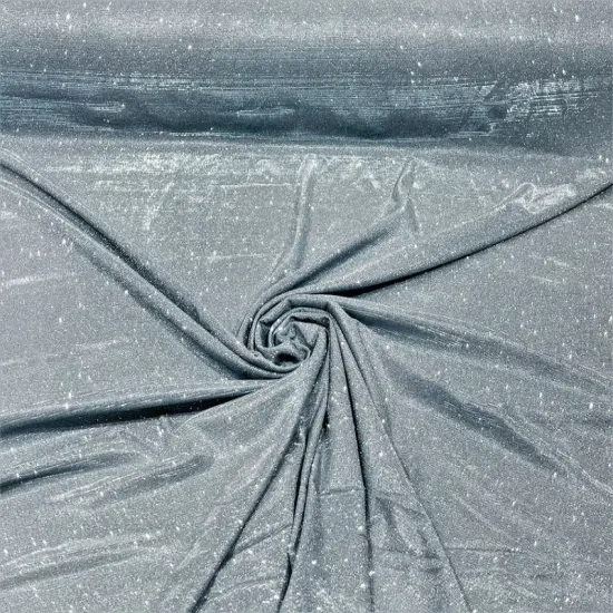 1 Yard Glitter Metallic Lame Knitted Stretch Fabric for Costumes Dancewear Apparel 57/58 Inch Wide Grey {1}