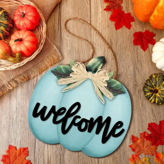 Fall Decor Pumpkin Welcome Sign Thanksgiving Door {3}