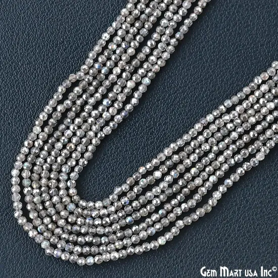 Mistique Labradorite Rondelle Beads, 12.5 Inch Gemstone Strands, Drilled Strung Nugget Beads, Faceted Round, 3-4mm {1}