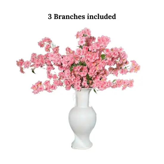 Jade Bright Pink Silk Cherry Blossom Flower Branches Set of 3 Pack 40'' {5}