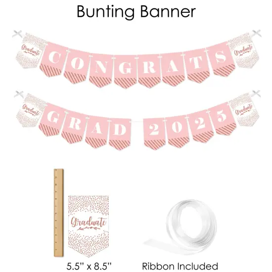Big Dot of Happiness Rose Gold Grad - 2025 Graduation Party Supplies - Banner Decoration Kit - Fundle Bundle {4}