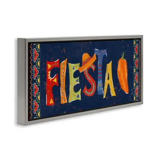 Stupell Industries Fiesta con Pimiento Colorido Framed Floater Canvas Wall Art Gray Floater Frame {3}