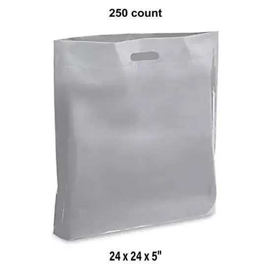 Affordable 15-Pack Die Cut Handle Bags 24 x 24 x 5" Silver {1}