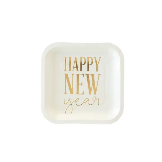Elegant Black & White Happy New Year's Eve Plates &ndash; 8-Count, 7 {1}