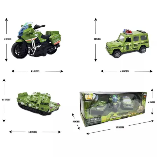 Kitcheniva 3 Pcs Kids Friction Powered Military Vehicles Toy Set Gift {3}