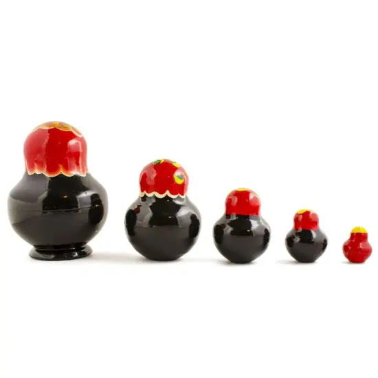 Set of 5 Elena Red Dress Wooden Nesting Dolls 4.75 Inches {3}