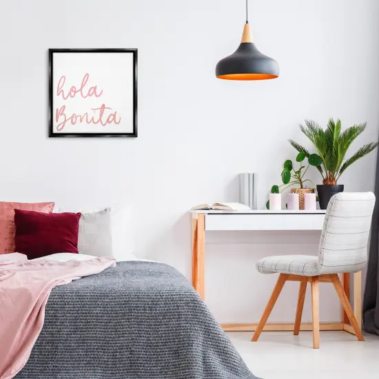 Stupell Industries Hola Bonita Rosa Framed Floater Canvas Wall Art Black Floater Frame {2}