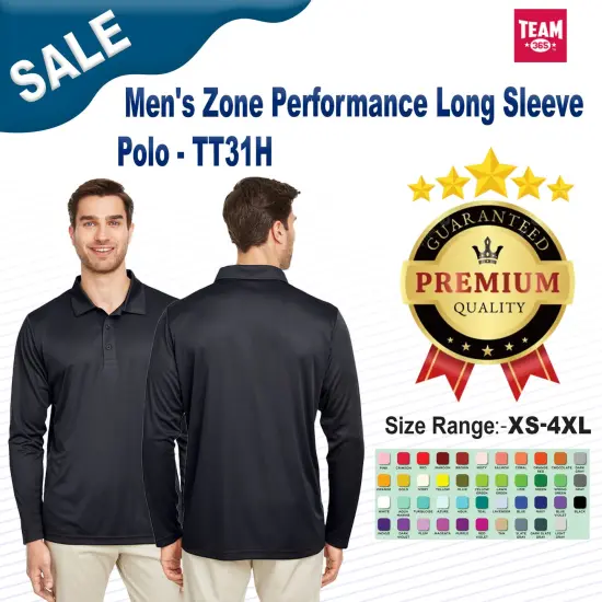 Team 365&reg; Men's Zone Performance Long Sleeve Polo SPORT DARK NAVY {2}