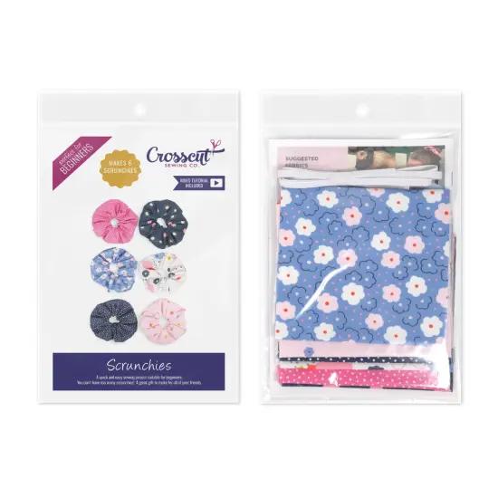 Crosscut Sewing Co.&reg; Scrunchie Sewing Project Kit for Beginners with Fabric, Instructions and Video Cozy floral {2}