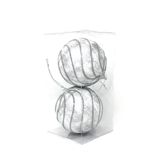 10cm Ball With Silver Slant Lines 2 Pcs {5}