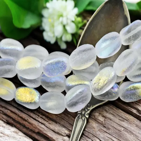 *8* 10x15mm Etched Crystal AB Twisted Rectangle Beads {1}