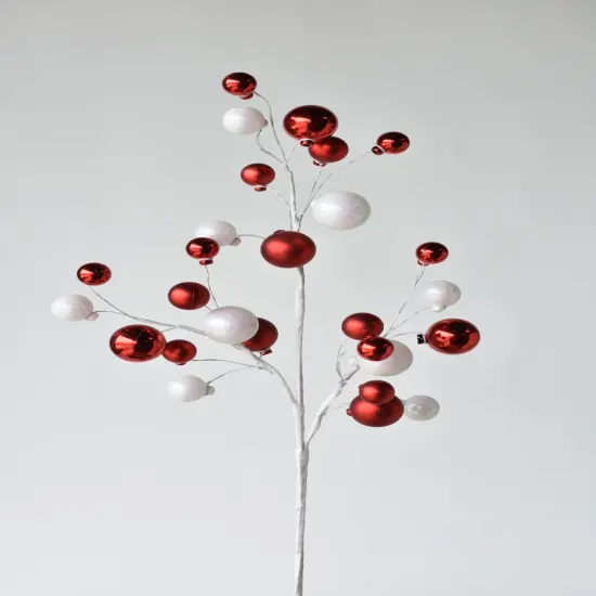 30.5" Red + White Glitter Ornament Stem {1}