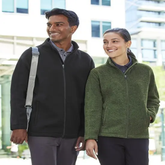 Devon & Jones&reg; Men's Bristol Full-Zip Turtle Neck Long Sleeve Sweater Fleece Jacket FOREST HEATHER {3}