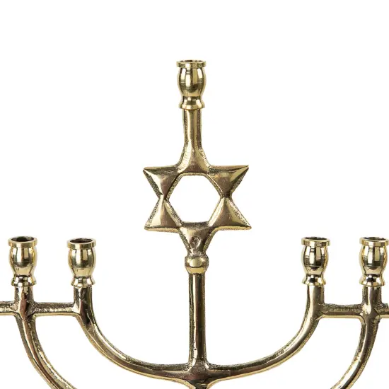 Northlight Star of David Smooth Slim Hanukkah Menorah - 12" - Brass Gold {6}