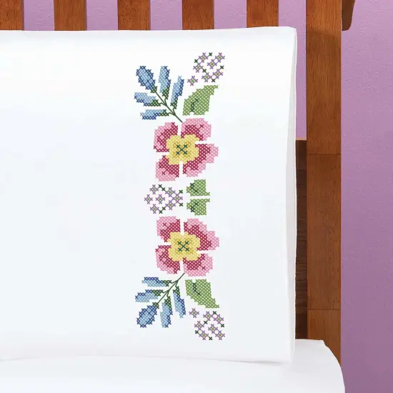 HerrschnersPrairie Florals Pillowcase Pair Stamped Cross-Stitch Multi {1}
