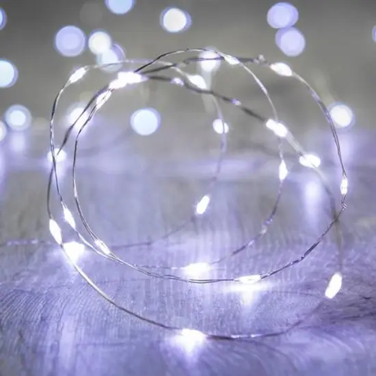 100 LED Silver Copper Fairy Lights Battery Operated White {3}