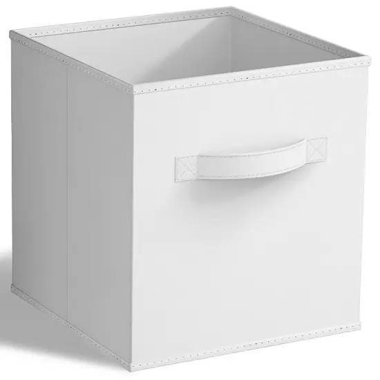 Sorbus Foldable Storage Cube - 11 Inch Closet Organizer and Storage Basket with Handles 1 Pc White {1}