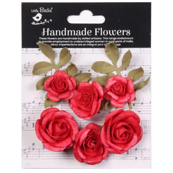 Little Birdie Foina Paper Flowers 8/Pkg-Cardinal Red {1}