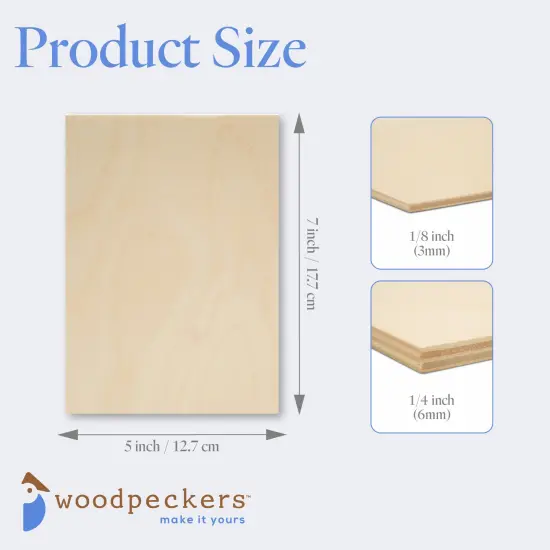 Baltic Birch Plywood, 7 x 5 Inch, B/BB Grade Sheets, 1/4 or 1/8 Inch Thick| Woodpeckers {2}
