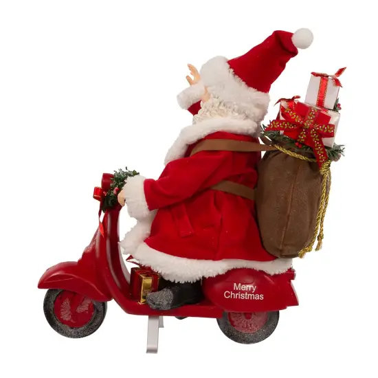 Kurt Adler 10-Inch Fabrich&eacute; Santa on Scooter {4}