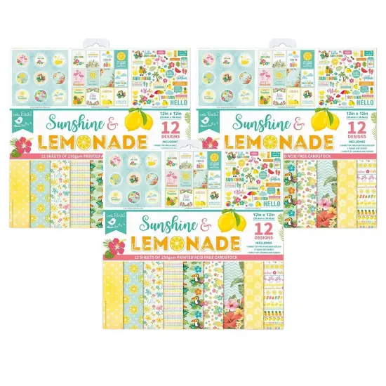 Pack of 3 - Little Birdie Cardstock Pack 6"X6" 24/Pkg-Sunshine & Lemonade {1}