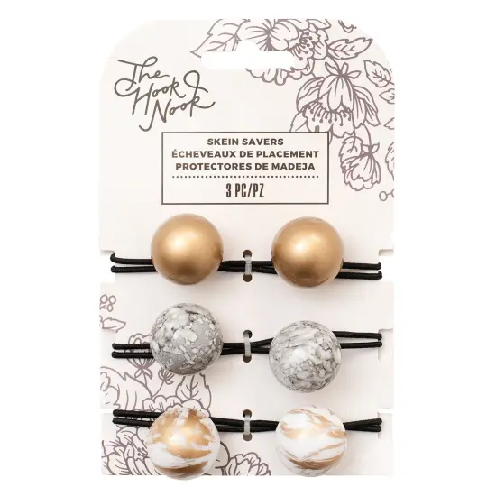 The Hook Nook Skein Saver 3/Pkg-Gold, Grey, And White Marble {1}