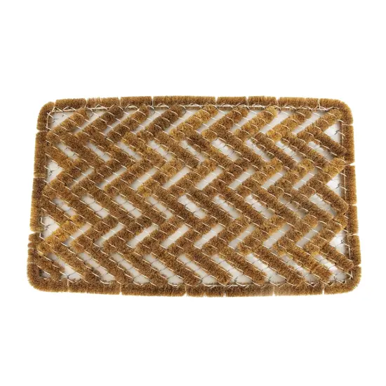Wire Weave Scraper Door Mat, Basket Weave Floor Doormat, Rectangle in Coconut Fiber, Natural Brown {1}