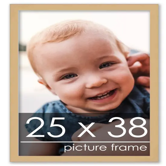 25x38 Minimalist Yellow Picture Frame - UV Acrylic, Foam Board Backing, Hanging Hardware {1}