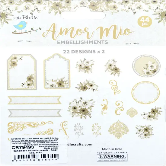 Little Birdie Ephemera Embellishment 44/pkg-Amor Mio {4}