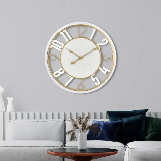Sorbus Wooden Modern Wall Clock - Large 24-Inch Wall Clock - Battery Operated Analogfor Living Room and Kitchen D&eacute;cor White {5}