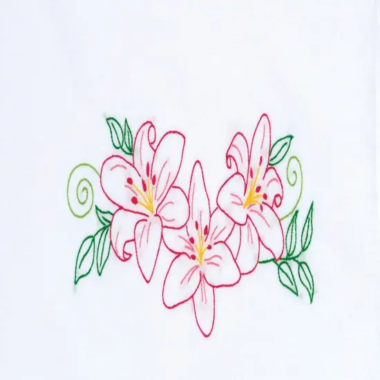 Jack Dempsey Stamped Pillowcases W/White Perle Edge 2/Pkg-Lillies {3}