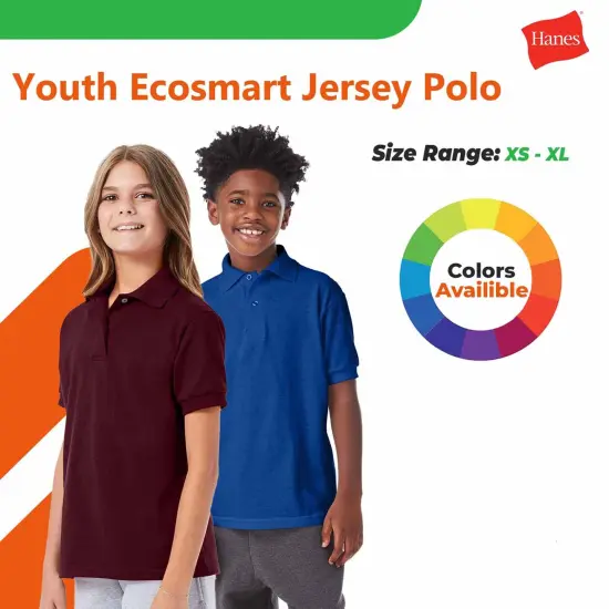 Hanes&reg; Youth Ecosmart Jersey Polo Deep forest {2}