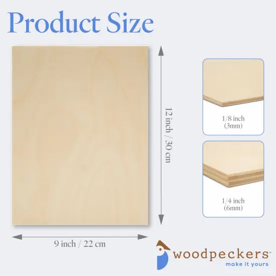 Baltic Birch Plywood, 12 x 9 Inch, B/BB Grade Sheets, 1/4 or 1/8 Inch Thick| Woodpeckers {2}