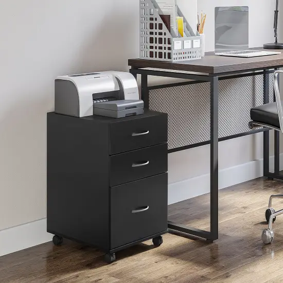 Office File Cabinet 3 Drawer Chest with Rolling Casters White {12}