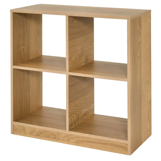 Costway 4-Cube Bookcase Floor Open Wooden Bookshelf Storage Cabinet Toy Organizer Black/White/Natural {9}