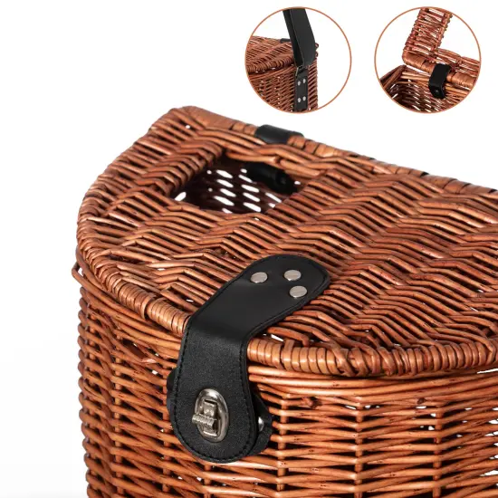 Wicker Fishing Creel with Faux Leather Shoulder Strap {6}