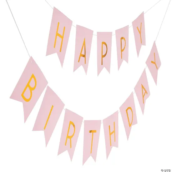 Pink & Gold Happy Birthday Banner 2 Pc 7 Ft {2}