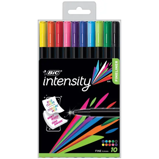Intensity Fineliner Marker Pen, Fine Point (0.4mm), Assorted Colors, 10 Count {1}