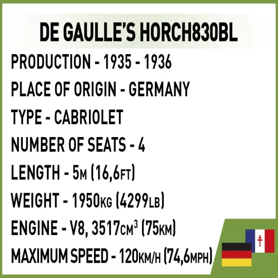 COBI Historical Collection World War II De Gaulle's Horch830BL Vehicle {6}