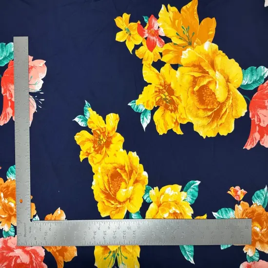 1 Yard Techno Crepe Knit Fabric Floral Design Soft Stretch 58"-60" Width Sky Blue {5}