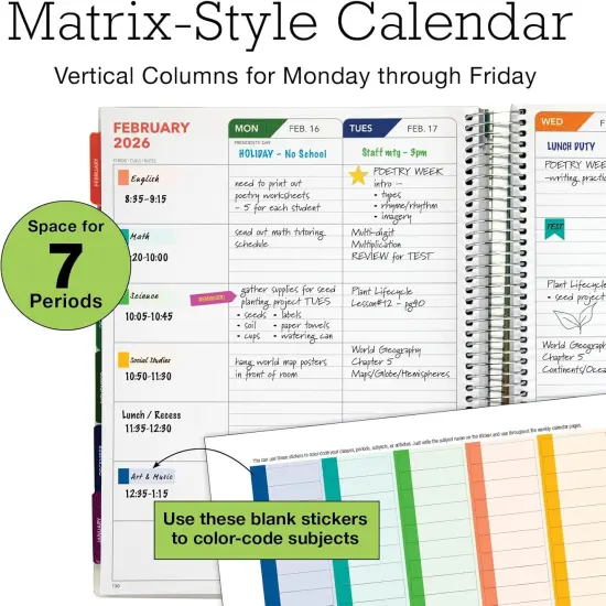 Deluxe Teacher Planner Notebook 8.5x11 (Rainbow Floral) {3}