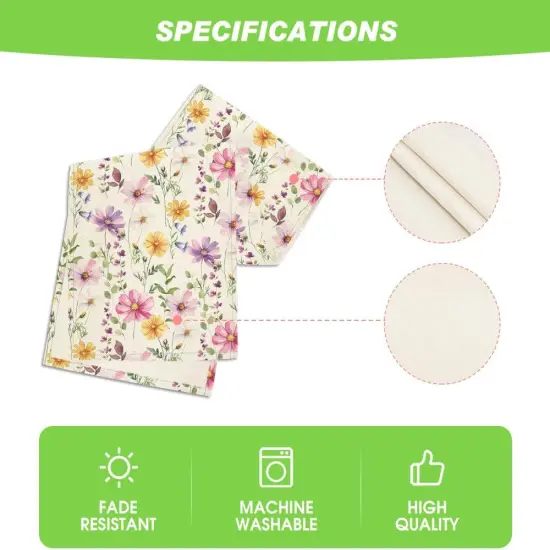 Eucalyptus Flowers Daisy Floral Spring Table Runner, Seasonal Summer Kitchen Dining Table Decoration for Home Party Decor 13x72 Inch {5}